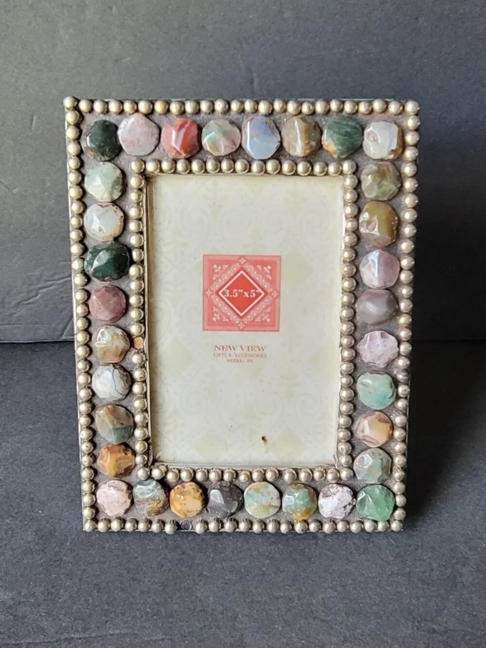 Vintage Agate Embellished Studded Picture Frame 3.5x5